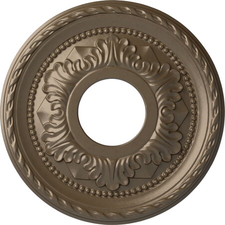 Ekena Millwork Palmetto Ceiling Medallion (Fits Canopies up to 4 7/8"), 12 1/8"OD x 3 1/2"ID x 1"P, Warm Silver CM12PMWSS